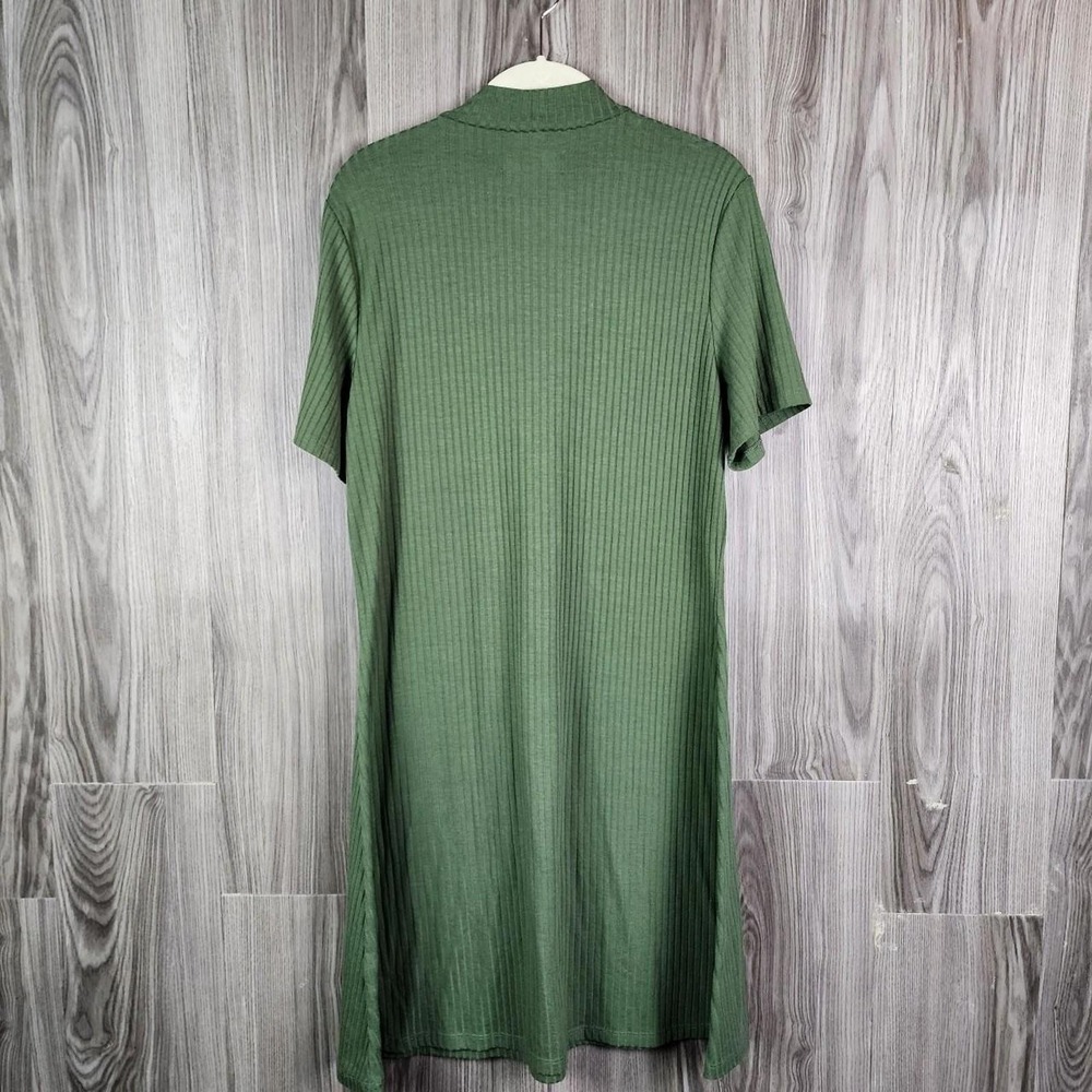 Hollister Womens XL Olive Green Ribbed Mock Neck Short Sleeve T-Shirt Dress - Picture 4 of 4